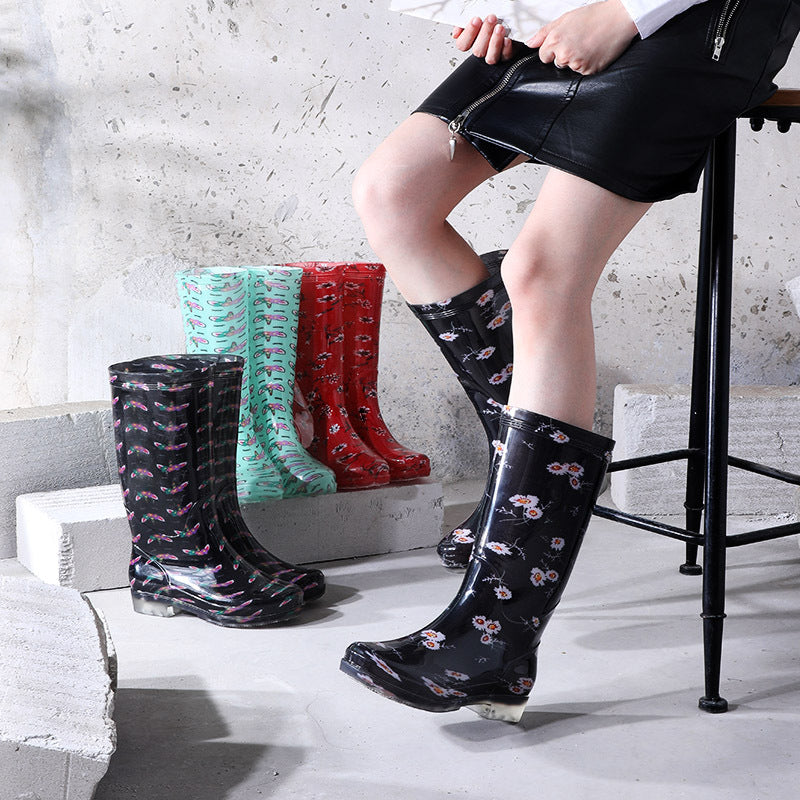 Women's High-Top Rubber Boots with Non-Slip Sole