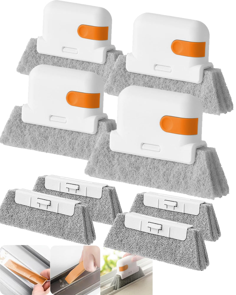 Window Cleaning Brush - 8Pcs Multifunction Groove Cleaning Handheld Brush 4 PCS with 4 Replacement Window Sliding Door Track Cleaner Sill Small Spaces Clean Kit