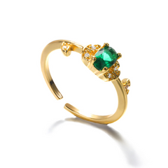 Green Zircon Gold-Plated Love Ring