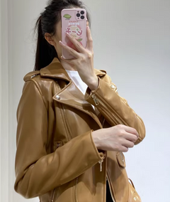 Women's Fall Lapel Short Motorcycle Jacket