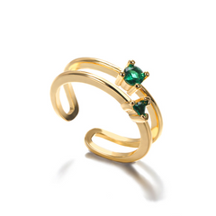 Green Zircon Gold-Plated Love Ring