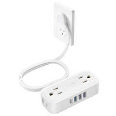 TROND Ultra-Thin Flat Plug Power Bar USB C Flat Extension Cord Indoor 5ft 4 USB Ports 4 Multi Outlets Cruise Ship Travel Essentials Small Desktop Power Strip for School Dorm Room Home Office
