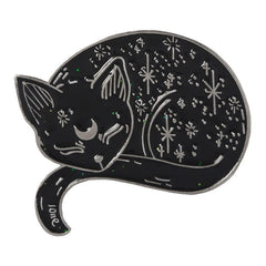 Elegant Black Cat Brooch - Cat Enamel Pin