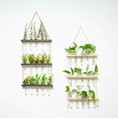 3-Layer Solid Wood Hydroponic Glass Vase Wall Decor