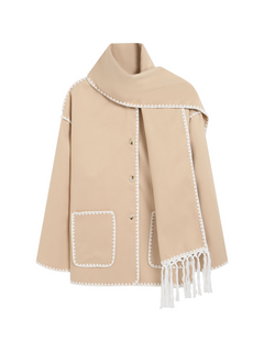 Women's Thick Woolen Coat with Scarf