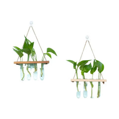 3-Layer Solid Wood Hydroponic Glass Vase Wall Decor