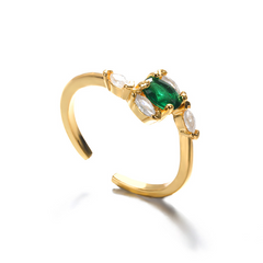 Green Zircon Gold-Plated Love Ring